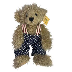 First & Main Teddy Bear Small Star Pattern Overalls Striped Original Tags